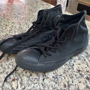 Black, monochromatic converse all-star hightops.